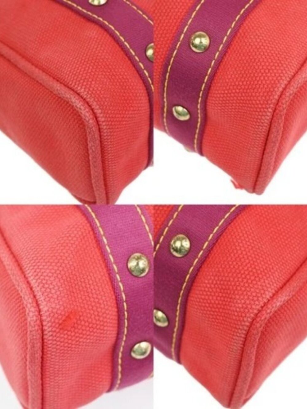 LOUIS VUITTON Cabas MM Shoulder Bag Antigua Canvas Leather Rouge M40034 32ZA237 - Picture 7 of 15